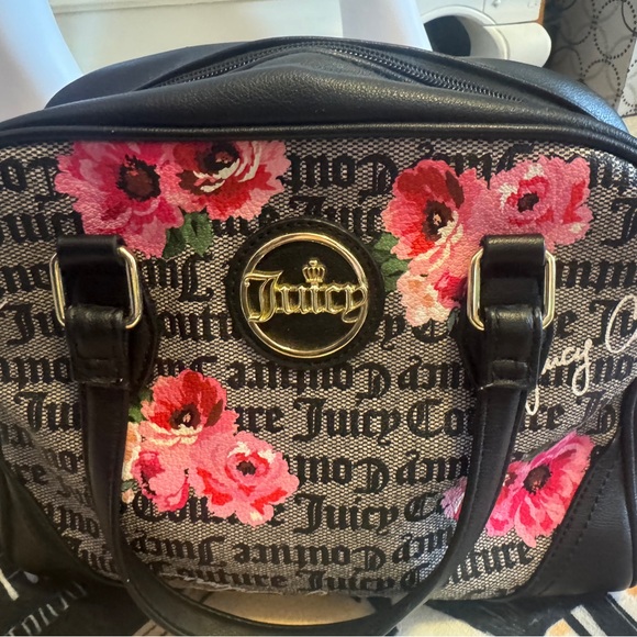 Juicy couture black gray with flowers purse/ handbag - Picture 12 of 16